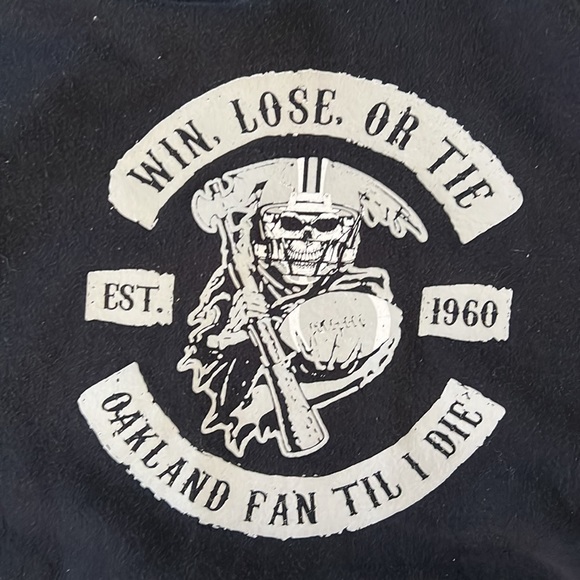 Vintage Win Lose Tie Oakland Fan Til I Die, Oakland Raiders Black Hoodie Sz XL - Picture 3 of 10